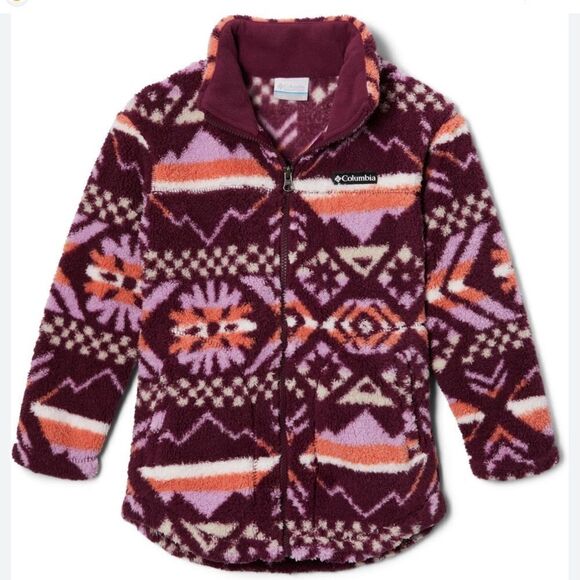 Columbia Kids' Patterned Fleece Jacket - Purple and Pink - Picture 1 of 10